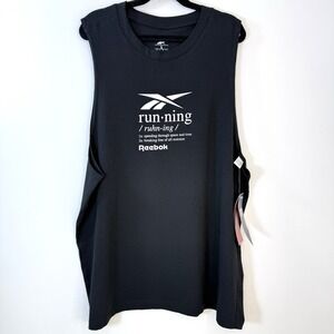 Reebok‎ Women's Running Graphic Muscle Tank Top Black Size L NWT Training Gym